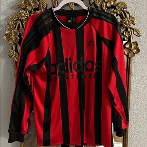 Adidas Long Sleeve Jacquard Jersey in Black/Red - Medium